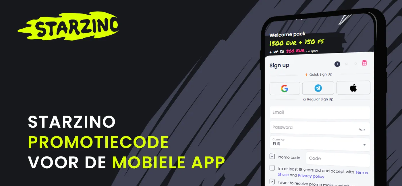 Gebruik van promo codes in online casino starzino applicatie